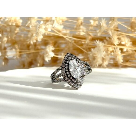 STAUER Designer Sterling Silver Mirador Marquise Cut Cubic Zirconia Ring - sz 6 - Picture 7 of 10